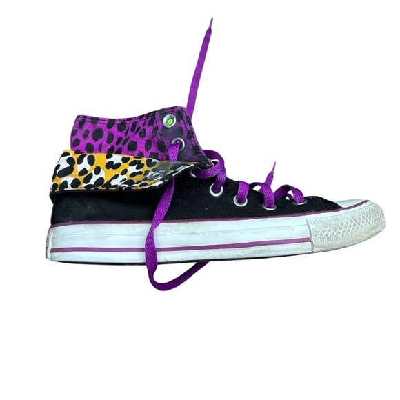 Converse Double Flap Leopard Print Chuck Taylor Skate Sneakers Size 6 - Picture 10 of 13